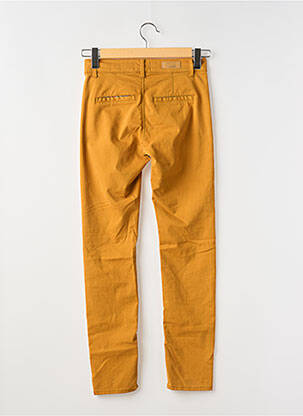 Pantalon slim tissage popeline taille normale jaune HAPPY femme