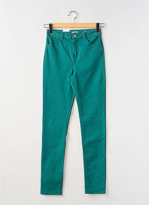 Pantalon slim tissage popeline taille normale vert KANOPE femme