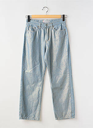 Pantalon droit fermeture zippée sous rabat boutonné taille normale bleu PLEASE femme