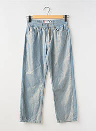 Pantalon droit fermeture zippée sous rabat boutonné taille normale bleu PLEASE femme