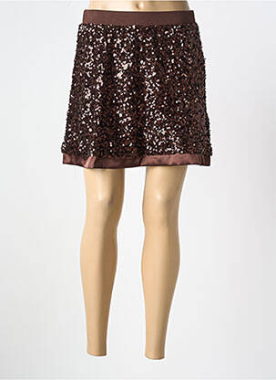 Jupe courte coupe droite marron ANGE femme