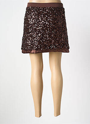 Jupe courte coupe droite marron ANGE femme