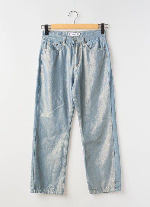 Pantalon droit fermeture zippée sous rabat boutonné taille normale bleu PLEASE femme