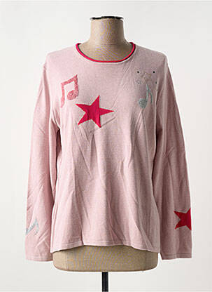 Pull tissage chiné manches longues rose I.ODENA femme