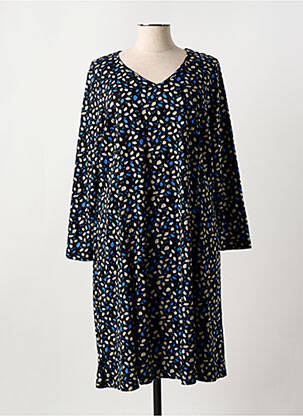 Robe mi-longue imprimé fantaisie manches longues noir GUY DUBOUIS femme