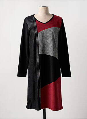 Robe mi-longue manches longues manches longues noir GUY DUBOUIS femme