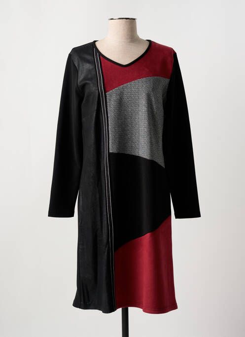 Robe mi-longue manches longues manches longues noir GUY DUBOUIS femme