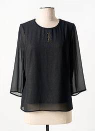 Blouse légère et transparente manches 3/4 noir GUY DUBOUIS femme