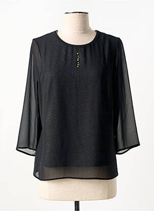 Blouse légère et transparente manches 3/4 noir GUY DUBOUIS femme