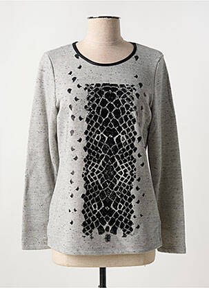 Sweat-shirt maille semi-opaque manches longues gris FRANCE RIVOIRE femme