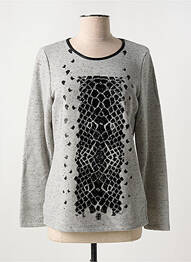 Sweat-shirt maille semi-opaque manches longues gris FRANCE RIVOIRE femme