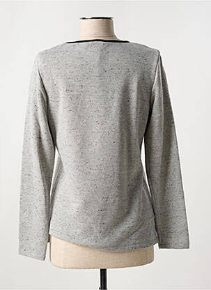 Sweat-shirt maille semi-opaque manches longues gris FRANCE RIVOIRE femme