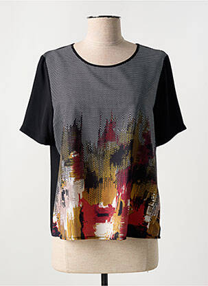 Blouse imprimé fantaisie manches courtes noir GUY DUBOUIS femme
