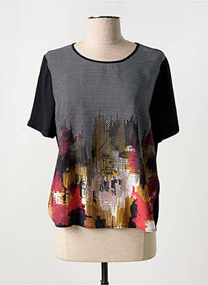 Blouse légère et transparente manches courtes noir FRANCE RIVOIRE femme