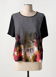 Blouse légère et transparente manches courtes noir FRANCE RIVOIRE femme