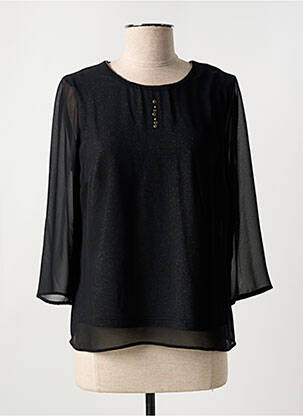 Blouse légère et transparente manches 3/4 noir FRANCE RIVOIRE femme