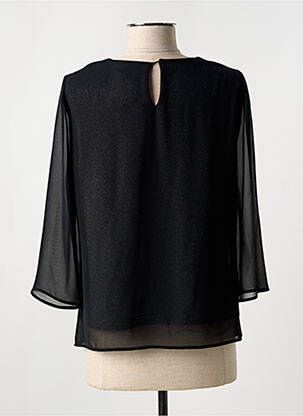Blouse légère et transparente manches 3/4 noir FRANCE RIVOIRE femme