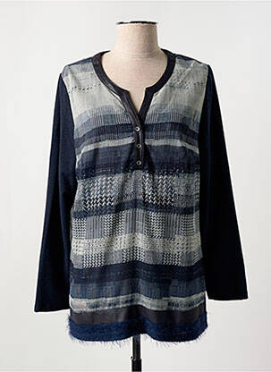 Tunique manches longues tissage crêpe bleu MERI & ESCA femme