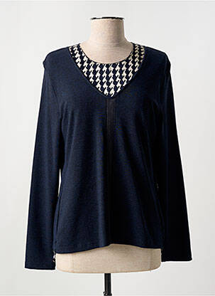 Pull tunique tissage chiné manches longues bleu MERI & ESCA femme