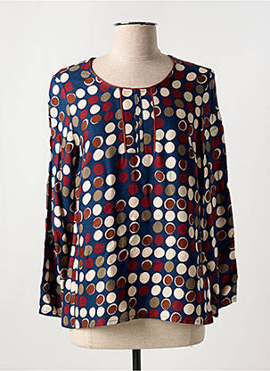 Blouse tissage popeline manches longues bleu GUY DUBOUIS femme