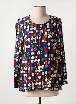 Blouse col rond manches longues bleu FRANCE RIVOIRE femme