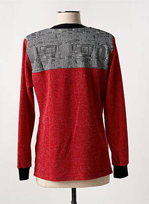 Pull tissage chiné manches longues rouge GUY DUBOUIS femme