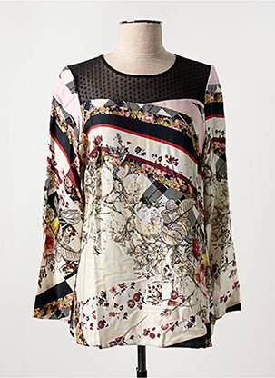 Blouse imprimé fleurs manches longues noir GUY DUBOUIS femme