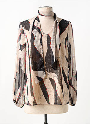 Blouse tissage popeline manches longues beige MERI & ESCA femme