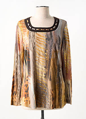 T-shirt imprimé fantaisie manches longues marron GUY DUBOUIS femme