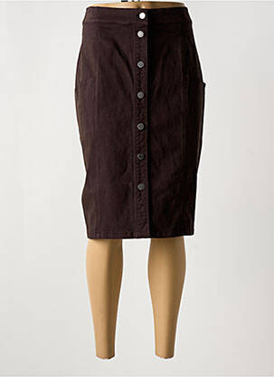Jupe mi-longue taille normale marron GUY DUBOUIS femme