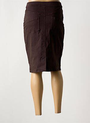 Jupe mi-longue stretch marron GUY DUBOUIS femme