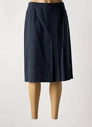 Jupe mi-longue coupe droite bleu GUY DUBOUIS femme