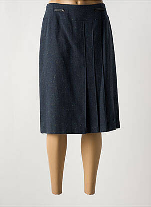 Jupe mi-longue coupe droite bleu FRANCE RIVOIRE femme