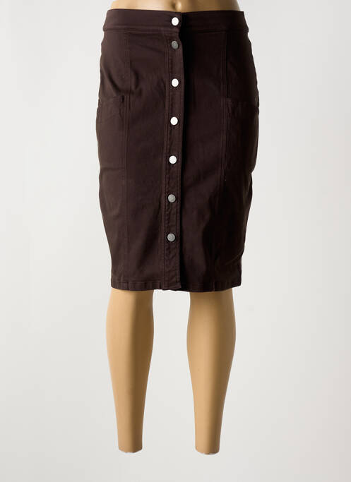 Jupe mi-longue marron GUY DUBOUIS pour femme