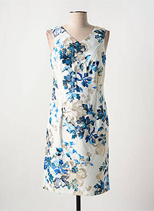 Robe mi-longue imprimé fleurs sans manche blanc MERI & ESCA femme