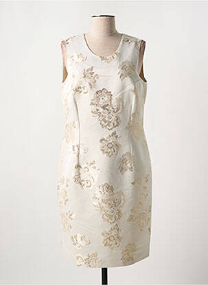Robe mi-longue imprimé fleurs sans manche beige MERI & ESCA femme