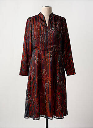 Robe mi-longue imprimé fantaisie manches longues noir GREGORY PAT femme