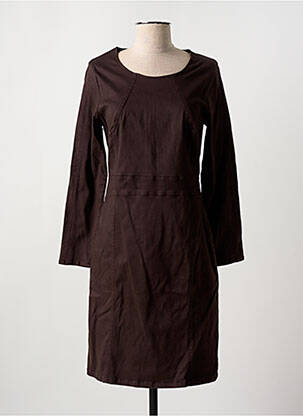 Robe mi-longue manches longues manches longues marron GUY DUBOUIS femme