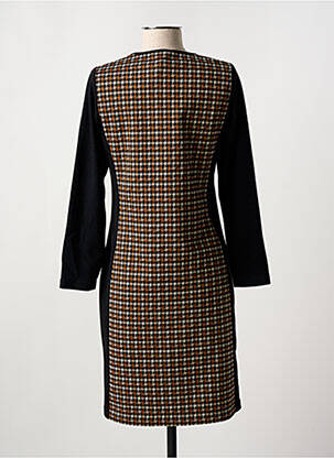Robe mi-longue imprimé fantaisie manches longues marron GUY DUBOUIS femme