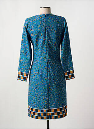 Robe mi-longue imprimé fantaisie manches longues bleu MERI & ESCA femme