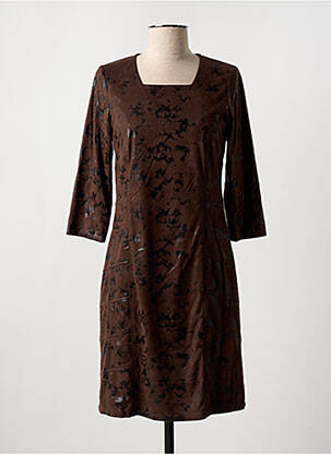 Robe mi-longue manches 3/4 manches 3/4 marron GREGORY PAT femme