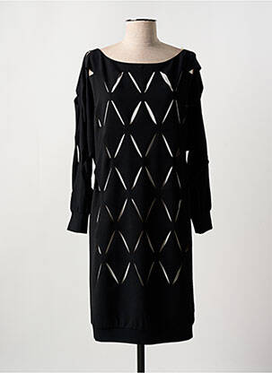 Robe mi-longue tissage crêpe manches longues noir MERI & ESCA femme