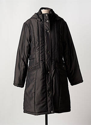 Manteau long coupe cintrée a capuche noir FRANCE RIVOIRE femme