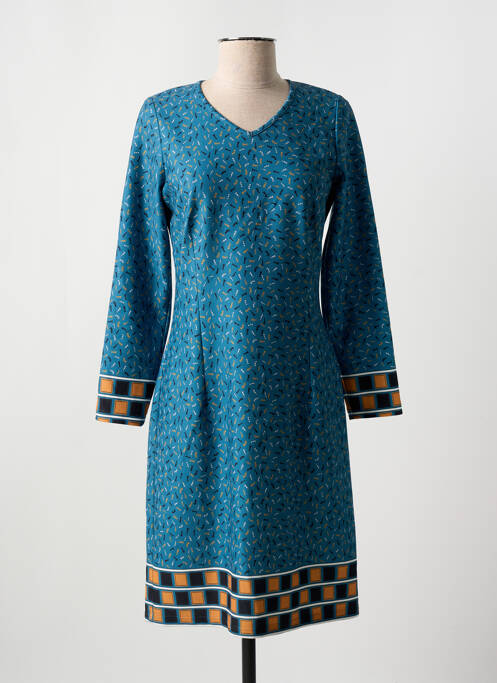 Robe mi-longue imprimé fantaisie manches longues bleu MERI & ESCA femme