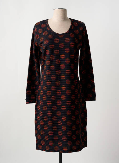 Robe mi-longue manches longues manches longues noir GUY DUBOUIS femme