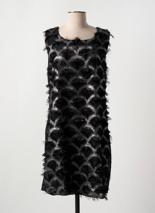 Robe mi-longue noir COULEURS DU TEMPS pour femme
