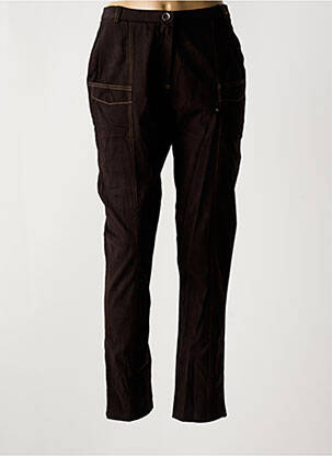 Pantalon slim stretch taille haute marron GUY DUBOUIS femme