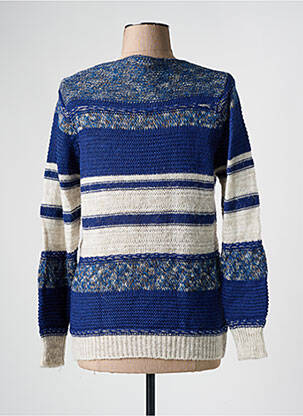 Pull coupe droite manches longues bleu COULEURS DU TEMPS femme
