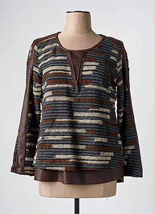 Pull coupe droite manches longues marron MERI & ESCA femme