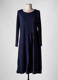 Robe mi-longue manches longues manches longues bleu COULEURS DU TEMPS femme